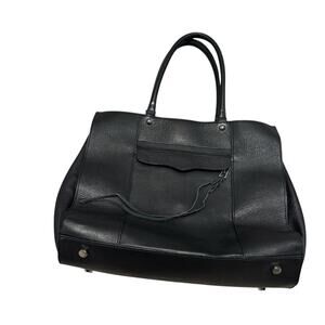 Rebecca Minkoff MAB Carryall Tote Black Leather Large Purse Metal Feet Spacious